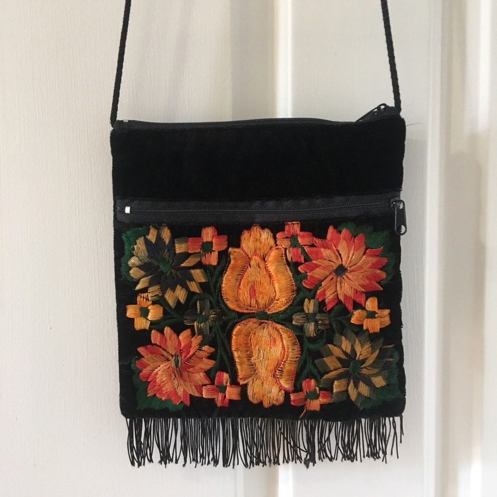 Vintage embroidered velvet bag